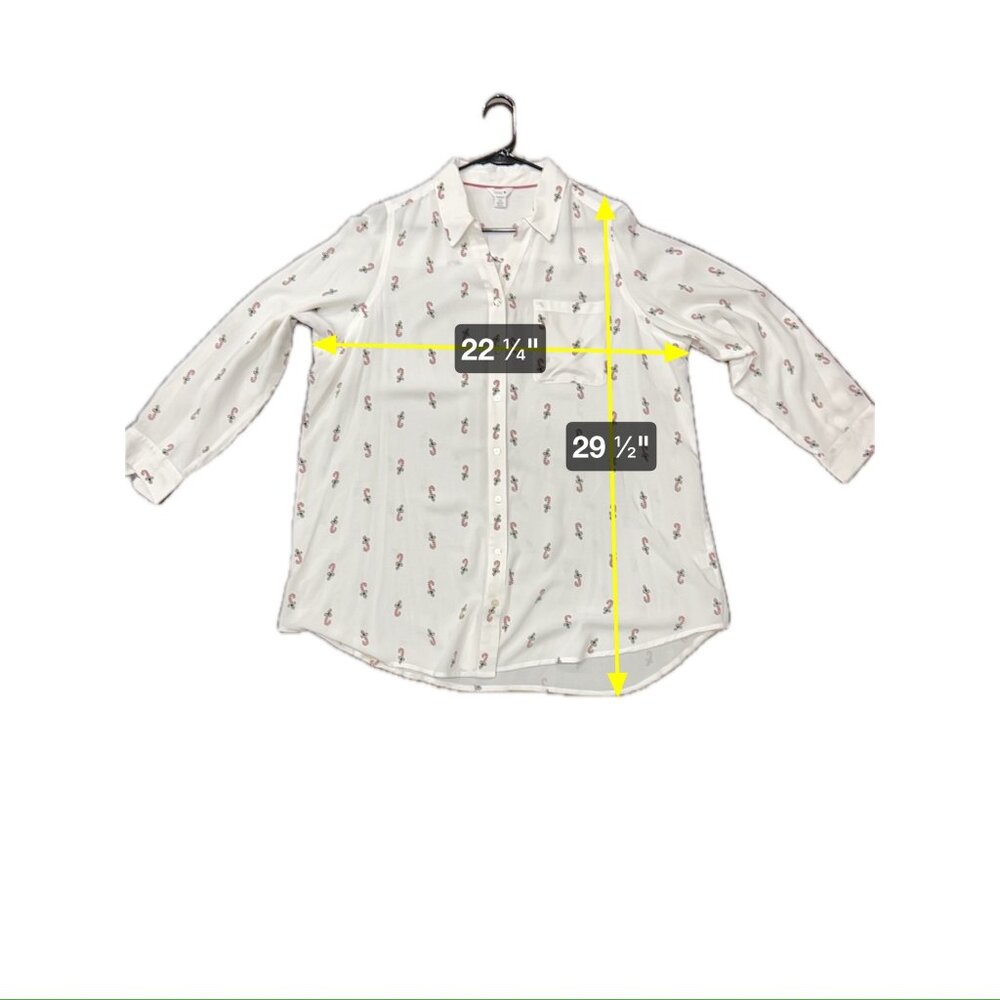 Intro Womans White Button-Up Blouse Candy Cane Pr… - image 7